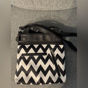 Black and White Chevron Crossbody Bag